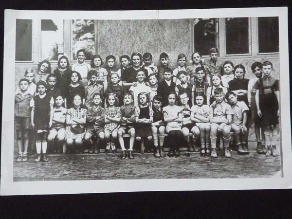 GD: Class 3 of the Venetianer Lajos elementary school, Ujpest, 1940. George is second from the right, seated. "The picture shows five survivors. The rest – lost."