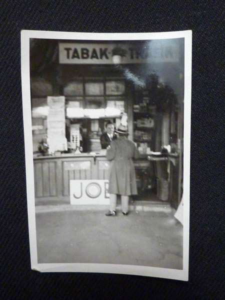 FB: Grandfather's tobacco shop. "As my grandfather was blinded in the war and he came back at the end of the war, he couldn’t work. And the Austrian government who had a monopoly in the tobacco industry, offered him a shop so that he could sell cigarettes, which he knew exactly where each packet was and my grandmother took the money and put it in the till. And this is a photograph of the little shop that he ran until 1938, when the Anschluss came. In Vienna. That’s all I know. Wouldn’t know which street."