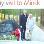 KM: Visit to Minsk after the inauguration of the place of remembrance, KM with one of the Mayors of Cologne. "The yellow stickers… on the trees there behind?... Those were put there by the Jews from Vienna when they came there. They put the names onto the trees. Yes, it was a very- I think a very important visit to Maly Trostenets. And it's still- I'm still trying to get it… more publicity. But it's very difficult."