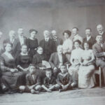 TK: Tom’s maternal family: Tom’s great-great grandparents in centre on their golden wedding, great grandmother and grand mother left of centre, front row. Grandmother’s uncles aunts and cousins, the majority of whom lost their lives in the Holocaust. Kapuvar, Hungary cc 1905