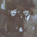 EC: Mother’s older sister, Zdena, and her fiancé Herbert Isidor, wearing yellow stars, wartime. "They both perished in Auschwitz. And my- This is the aunt who wrote the postcard from Auschwitz to her cousin in Prague with the code word ‘Lechem’, which means ‘bread’."