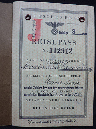 WK: Parents' 'J' passport. “The red ‘J’ was a forerunner of the yellow star, which is meaningless but it should be humiliating and so on. And there is also the addition that every Jewish male had to have ‘Israel’ as a- as a first name, and every Jewish female, ‘Sarah’, which was put in duly to, to have probably the same effect as the red star. Basically meaningless, but it should show that they are masters and, and we are subdued.”