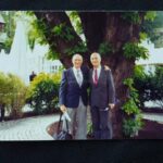 KM: Standing with old school friend Hans Rothschild in front of the chestnut tree in the courtyard of the Jawne school, Cologne