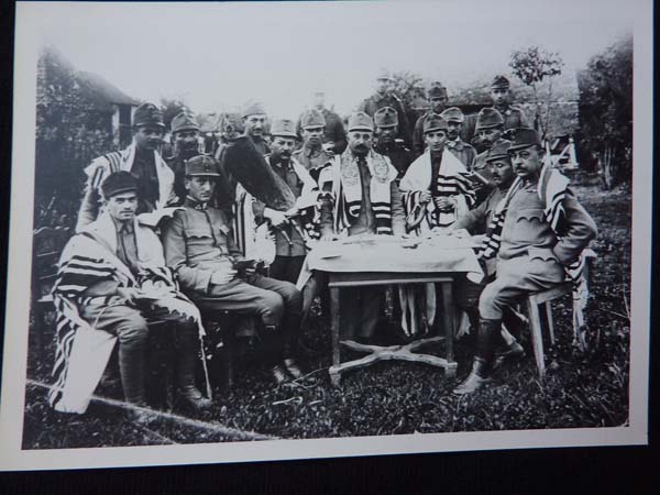 GD: Jewish Hungarian soldiers in WW1 celebrating Rosh Hashana, the Jewish New Year, in Sovata, Transylvania, 1916. George's father Gyula is 2nd left.