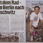 ER: Bike-ride from the Brandenburg Gate to the gates of Auschwitz, to raise funds for World Jewish Relief, 2009. “It’s quite a long ride; believe you me.”