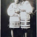 LP: With another Jewish girl wearing Ukrainian dress in the Ukrainian convent where they were both hiding. Lilli's blouse was made by her mother but embroidered by the Mother Superior. LvIv, 1944