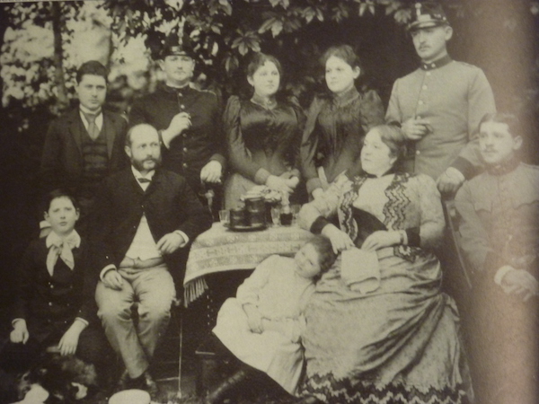 VM: Great grandmother’s family, the Thoms, Lemberg, Lvov. VM's grandmother Klara is the girl on the right in the back row next to her sister Dola. Sister Zinnia kneels at the front