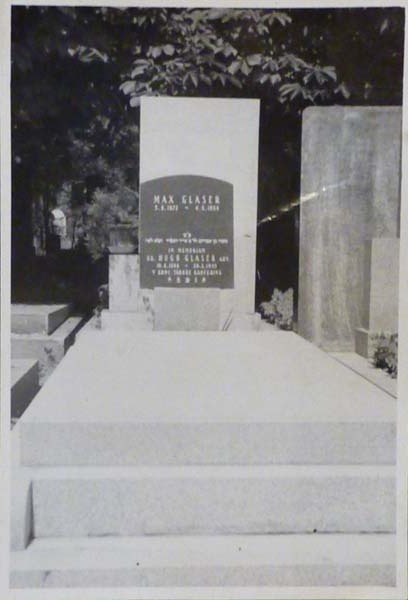 TA: Grandfather Max’s grave, in what’s called the New Jewish Cemetery in Prague, also commemorating his son Hugo, who perished in Kaufering