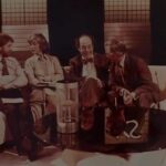 HW: TV series called Young Scientist of the Year, ca. 1981, Sir George Porter first on the right (Director of the Royal Institution) and HW (others are unknown).