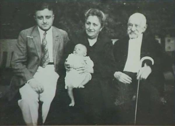 RL: Four generations: RL's father Hans, grandmother Berta, Berta's father Louis Markus and baby Rudolf, ca. 1926, Berlin