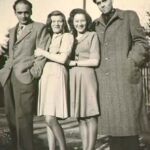 IG: Just before leaving Munich for the UK, (l-r) husband Wald, IG, sister Judith and a friend called Loss, Munich, 1948