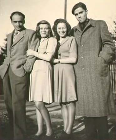 IG: Just before leaving Munich for the UK, (l-r) husband Wald, IG, sister Judith and a friend called Loss, Munich, 1948