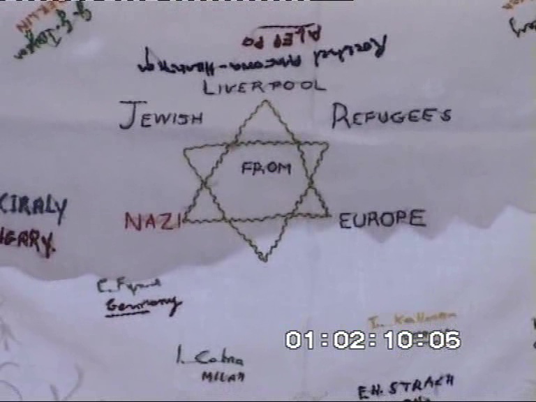 GJ: AJRs tablecloth from the Liverpool group, it has the name of all the AJR members in Liverpool, date not given