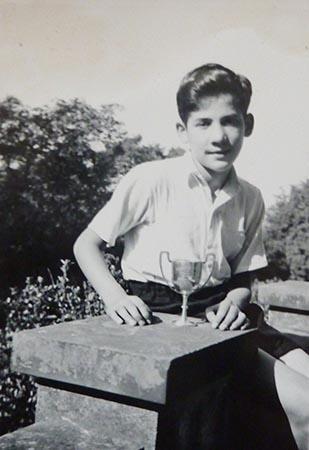 ER: With his cup for winning the Junior Cross Country at the Dorking Grammar School, 1947