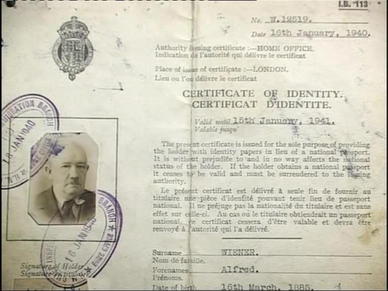 MF: Father Alfred Wiener's identity certificate