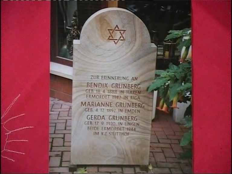 BG: Memorial stone to Bendix and Marianne (née Valk) Grunberg, erected by the town, Lingen, 1990s