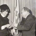LP: Frau Irmgard Wieth receiving the medal of Righteous Among the Nations at the Israeli Embassy or Consulate in New York. 1966.