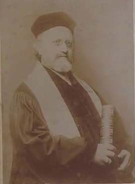 HS: Great grandfather Rabbi Moritz Rama at the 25th Anniversary of his office as Rabbi, Magdeburg. "But as far as I am concerned the interesting bit is the silver collar of the Tallit is now…, I have made it into a bookmark and it is now our memorial bookmark in the synagogue at Southgate."