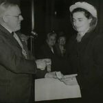HG: Receiving her Gold Medal as best nurse in the London County Council Hospitals, County Hall, London, 1947. "It was a very exciting moment."