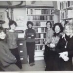UO: In the Virago offices, Dover Street, London, late 70s/early 80s. From left to right: Lynn Knight, Virago Modern Classics. Kate Griffin, sales. UO, Editorial Director. Harriet Spicer, Production Director. Carmen Callil, Managing Director. Lennie Goodings, Publicity Director