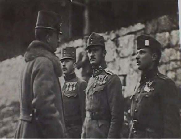 JSS: Emperor of Austria Kaiser Karl (left) giving a medal to John's father, Robert Subak (right), ca. 1917