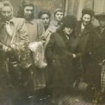 RR: Refugees attending a chuppah for a wife and husband lost during the war, Rivka right, mother 4th right, Prague, 1948