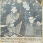 FK: Photograph taken by the Evening News photographer on the 15th of March 1939 showing Katie Cohen, who lived at 64 Old Church Street, collecting FK and his sister Claire. “That’s my sister Claire and myself, in the reception hall for the Kindertransport children who arrived on that date. Prior to going with us to 66 Old Church Street.”