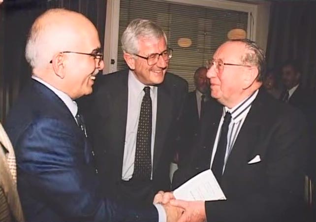 AH: AH with King Hussein of Jordan and the editor of the Jewish Chronicle, ca. mid 1990s