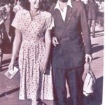 GV: Gerta and “Rudi” [Rudolf Vrba] walking on the street, Bratislava, summer of 1944
