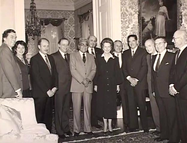 AH: Jewish leaders meeting Margaret Thatcher, on the far left Edgar Bronfman, President of the World Jewish Congress