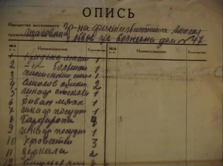 LF: The document issued to LF’s mother when they were deported from Lvov on the 13th of April, 1940