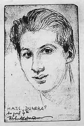 WF: Photograph of a sketch by Professor Hoffman on trip on the Dunera to Australia, August 1940