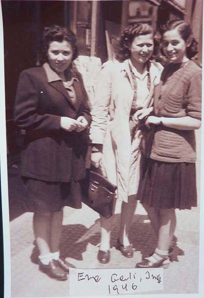 GV: Gerta with her friends Eva (left) and Inge (right), Prague, 1946, “The three of us came as students to Prague in 1945 and stayed there.”