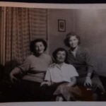 EB: With mother and aunt Bözsi on her 18th birthday, 1956 "which was my last birthday in Budapest."