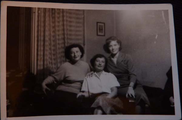 EB: With mother and aunt Bözsi on her 18th birthday, 1956 "which was my last birthday in Budapest."