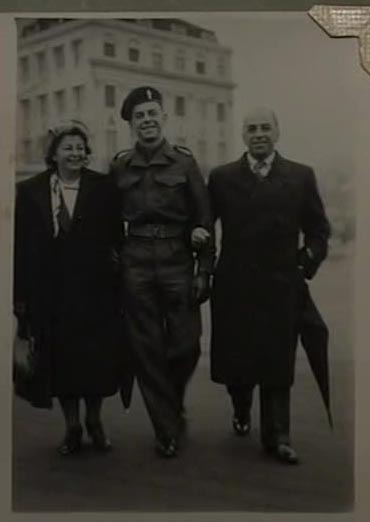 HK: Henry in Royal Electrical and Mechanical Engineers uniform, with his parents, 1950