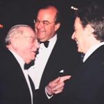 AH: AH with great-grandson, speaking to Tony Blair, Israel, ca. 2000