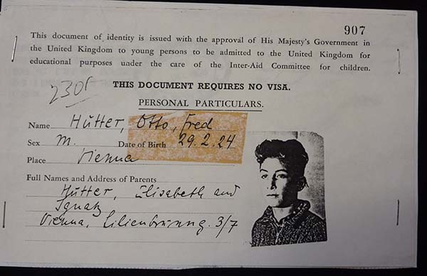 OH: Document permitting entry into the United Kingdom, December 1938