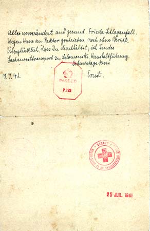 EM: Red Cross letters between Ernest Mitchell and Edith Rosenthal, 1943