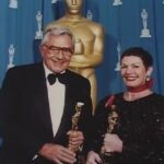 KA: Kenneth and his set decorator Carole, receiving his second Oscar for his set design of the film ‘The Madness of King George’, 1995