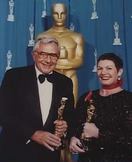 KA: Kenneth and his set decorator Carole, receiving his second Oscar for his set design of the film ‘The Madness of King George’, 1995