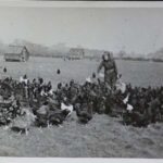 WK: Helga Dressner feeding the chickens at Tralee Farm or Goldin’s Farm, ca 1940