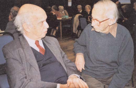 Lord Moser and Kenneth Ambrose reminiscing on their days in the RAF